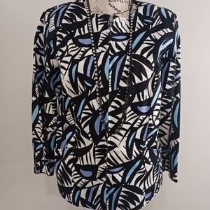 Bob Mackie Blue and Black Abstract Blazer